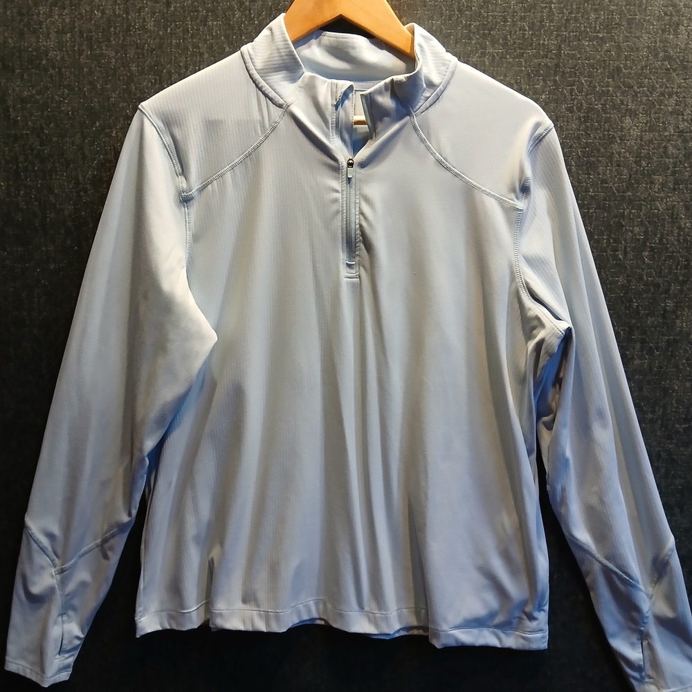 Mondetta Womens XL Light Blue Quarter Zip Pullover Activewear Thumbhole Top